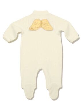 Marie Chantal velour onesie angel wings 18 m white 18m NWT